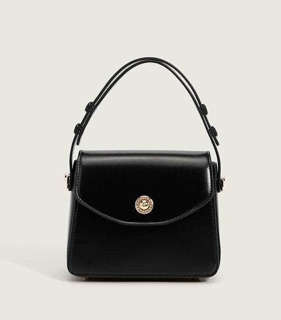 Elegant Retro Leather Shoulder Bag Black