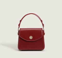 Elegant Retro Leather Shoulder Bag Red