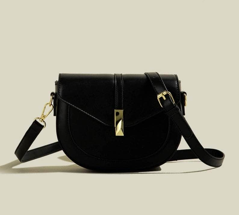 Elegant Semi-Circular Women's Crossbody Purse Black