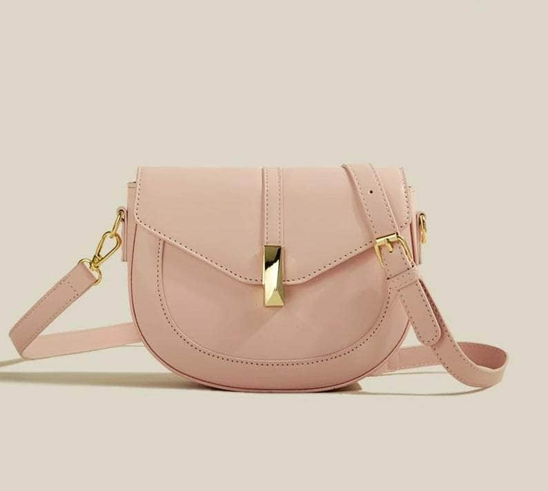 Elegant Semi-Circular Women's Crossbody Purse Pink