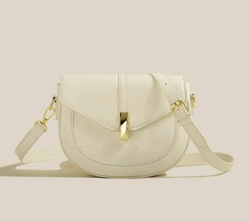 Elegant Semi-Circular Women's Crossbody Purse White