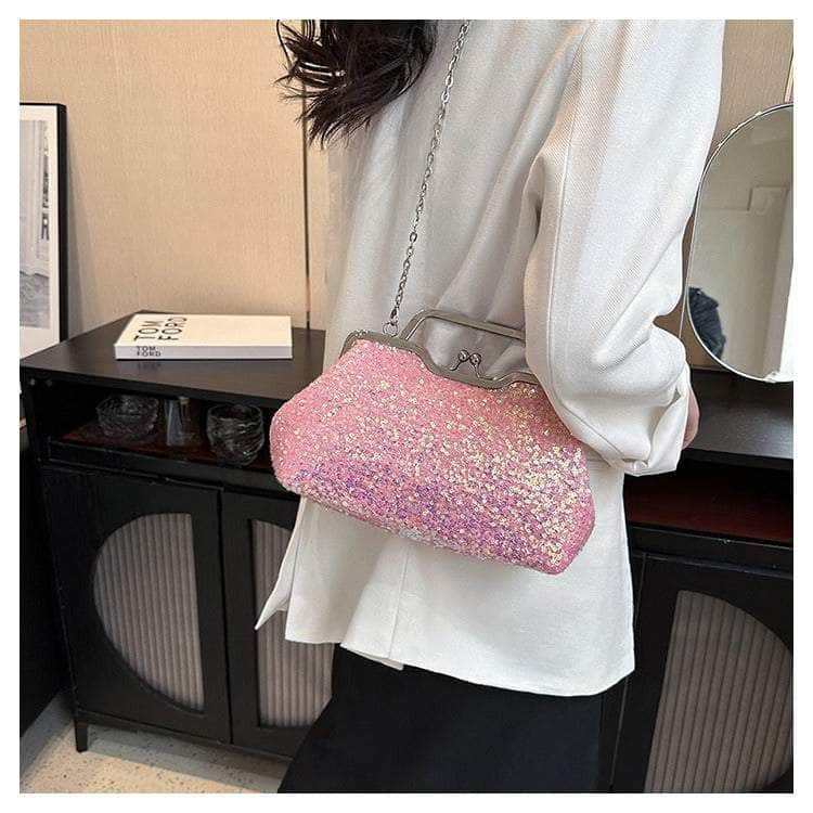 Elegant Sequin Chain Clutch Bag