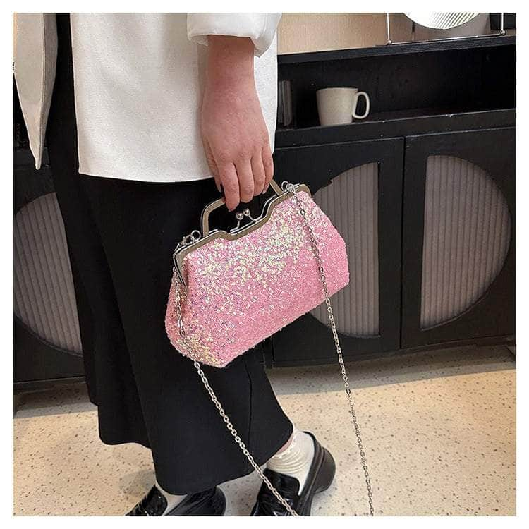 Elegant Sequin Chain Clutch Bag