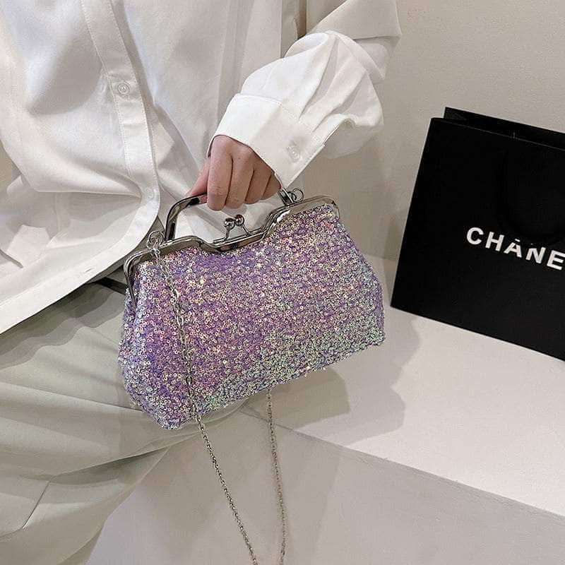 Elegant Sequin Chain Clutch Bag