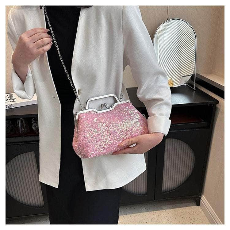 Elegant Sequin Chain Clutch Bag