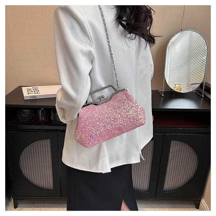 Elegant Sequin Chain Clutch Bag