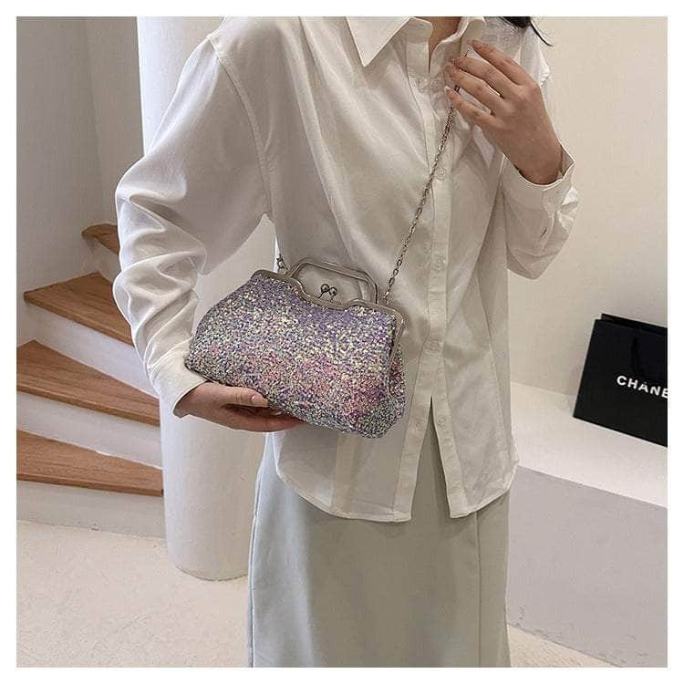 Elegant Sequin Chain Clutch Bag