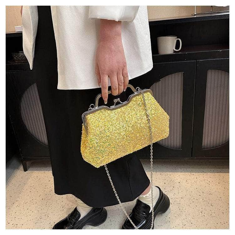 Elegant Sequin Chain Clutch Bag