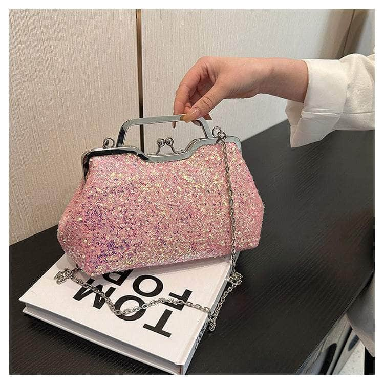 Elegant Sequin Chain Clutch Bag