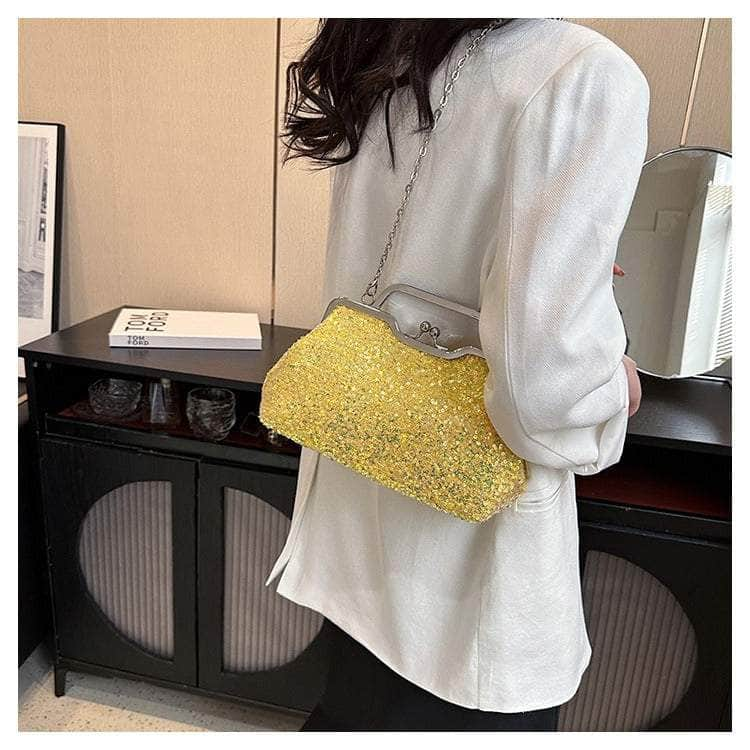 Elegant Sequin Chain Clutch Bag