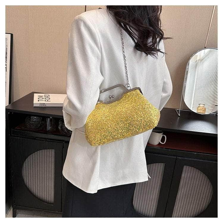 Elegant Sequin Chain Clutch Bag