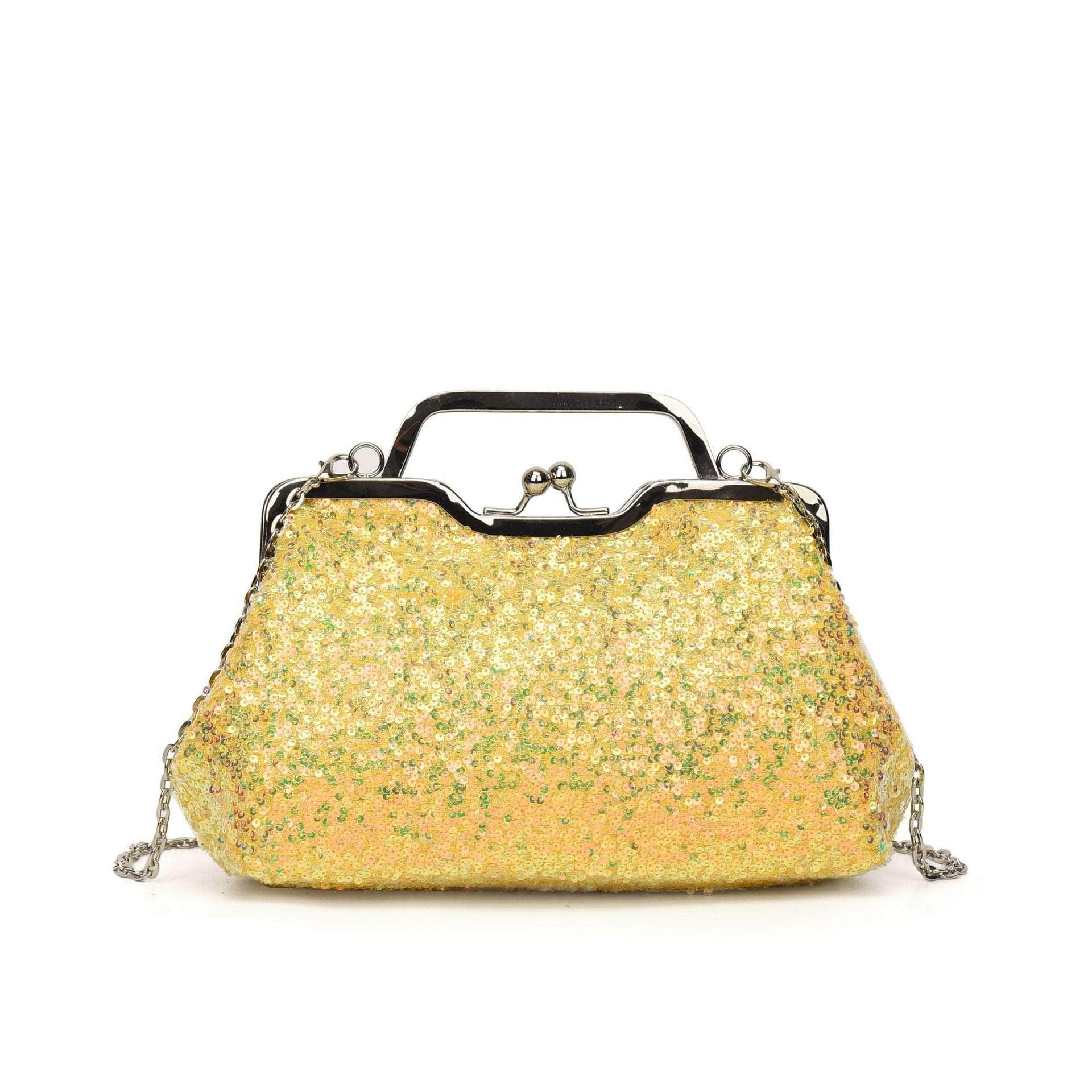 Elegant Sequin Chain Clutch Bag Yellow