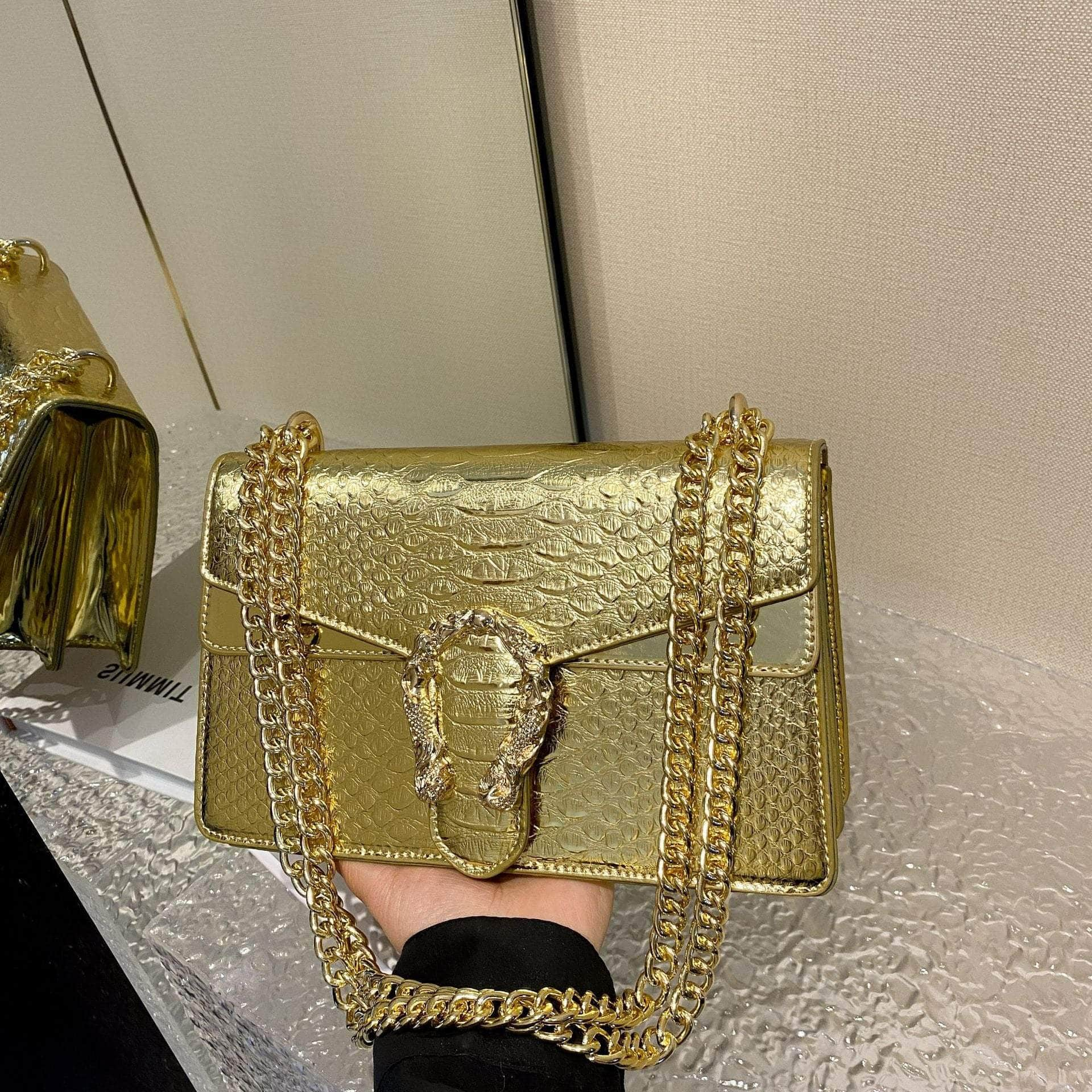 Elegant Shoulder Women Bag Gold