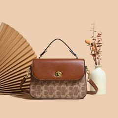 Elegant Signature Canvas Top Handle Handbag Brown