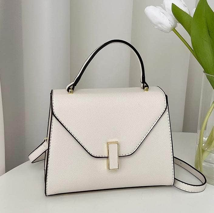 Elegant Single-Shoulder Flap Handbag White