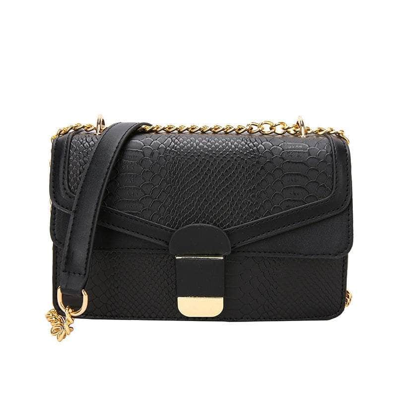 Elegant Small Square Leather Bag Black