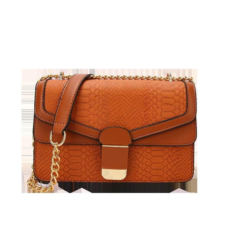 Elegant Small Square Leather Bag Brown