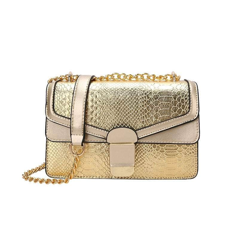 Elegant Small Square Leather Bag Gold