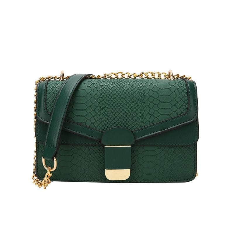 Elegant Small Square Leather Bag Green