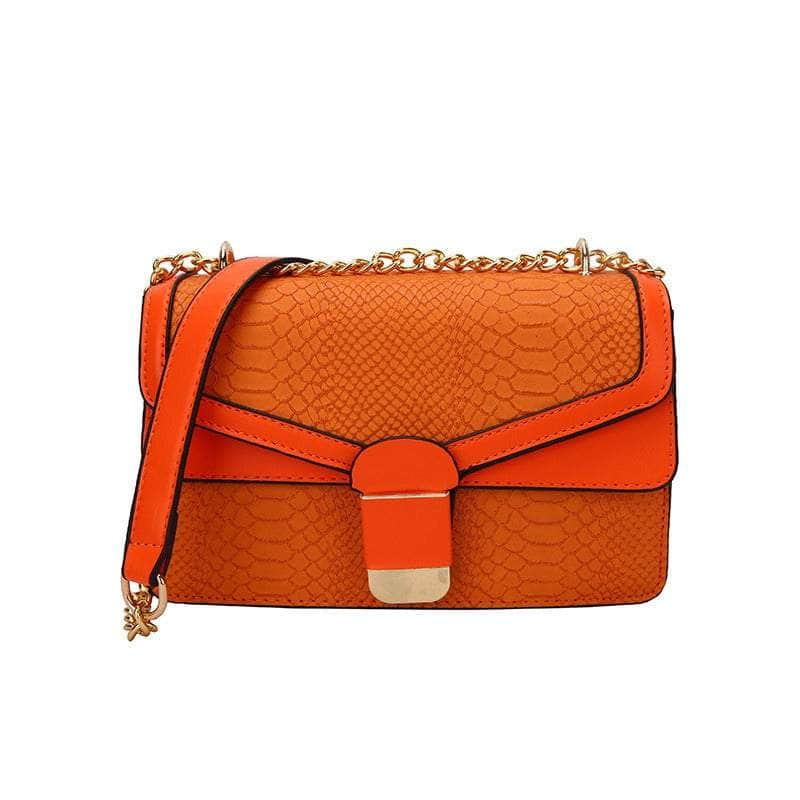 Elegant Small Square Leather Bag Orange