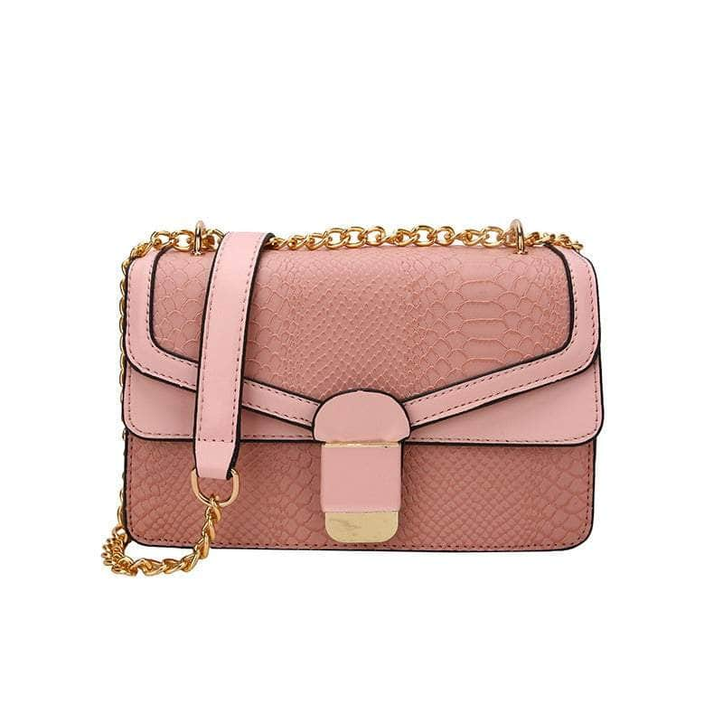 Elegant Small Square Leather Bag Pink