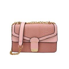 Elegant Small Square Leather Bag Pink