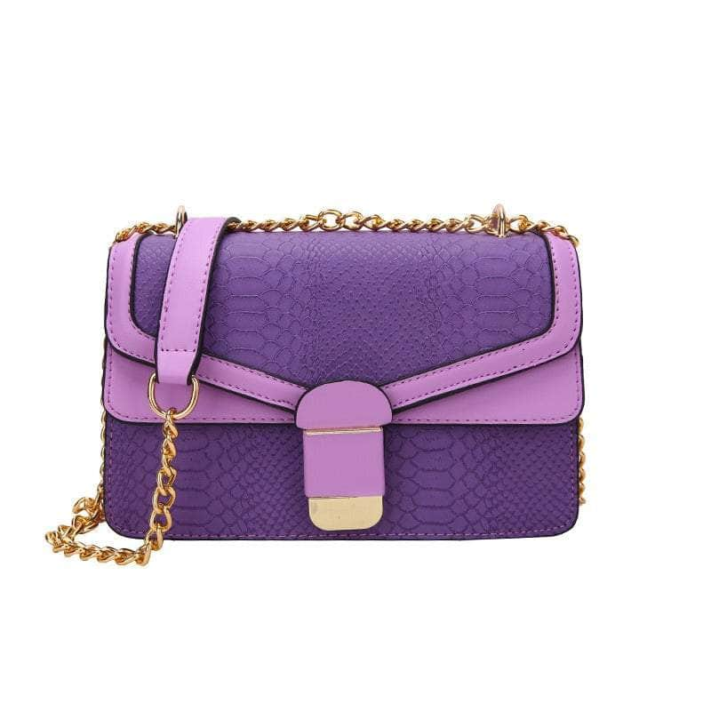 Elegant Small Square Leather Bag Purple