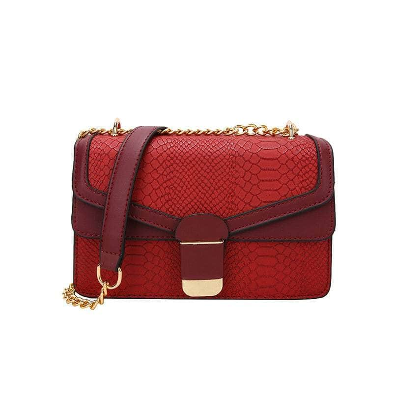 Elegant Small Square Leather Bag Red