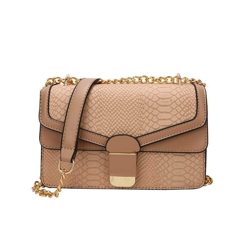 Elegant Small Square Leather Bag Tan