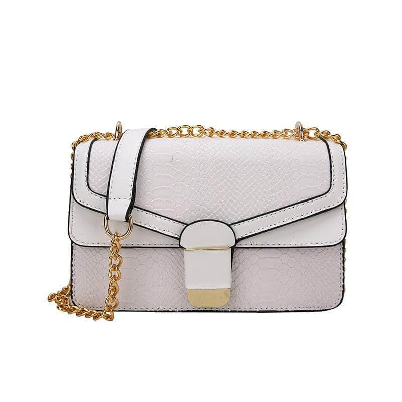 Elegant Small Square Leather Bag White