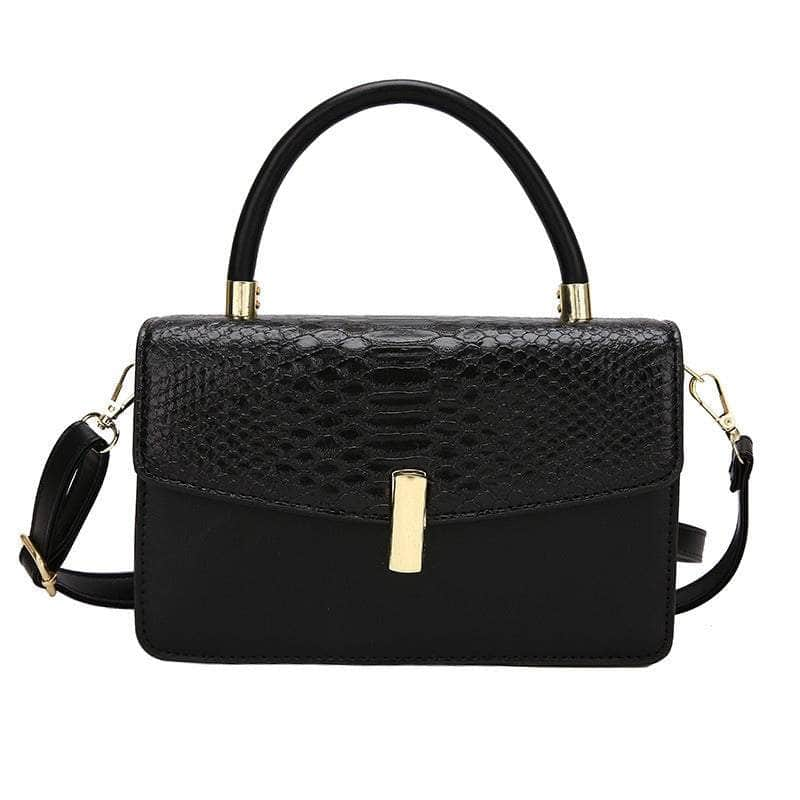 Elegant Snake Skin Handbag Black