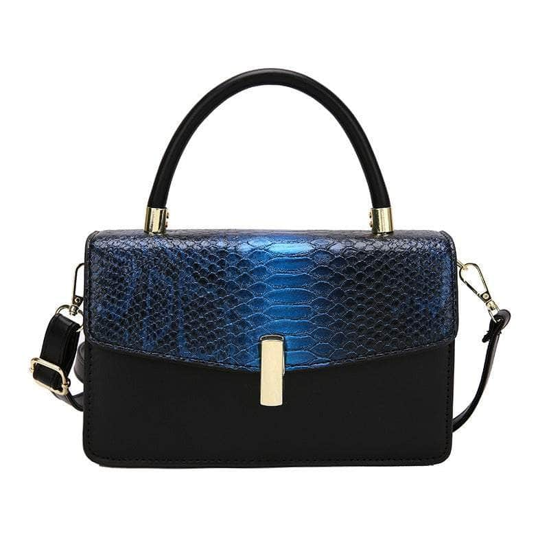 Elegant Snake Skin Handbag Blue