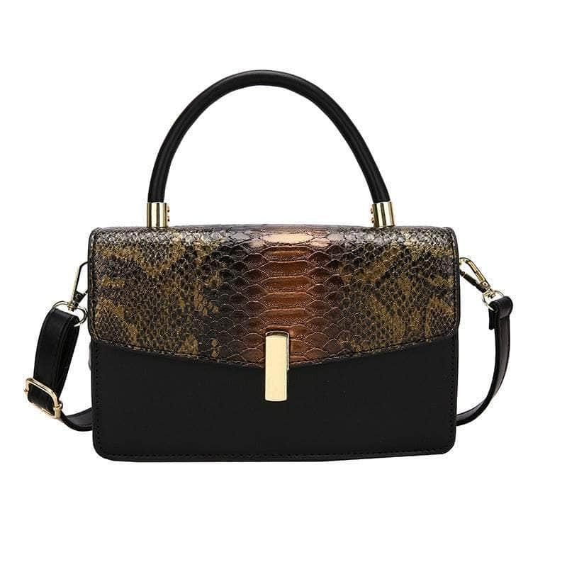 Elegant Snake Skin Handbag Brown