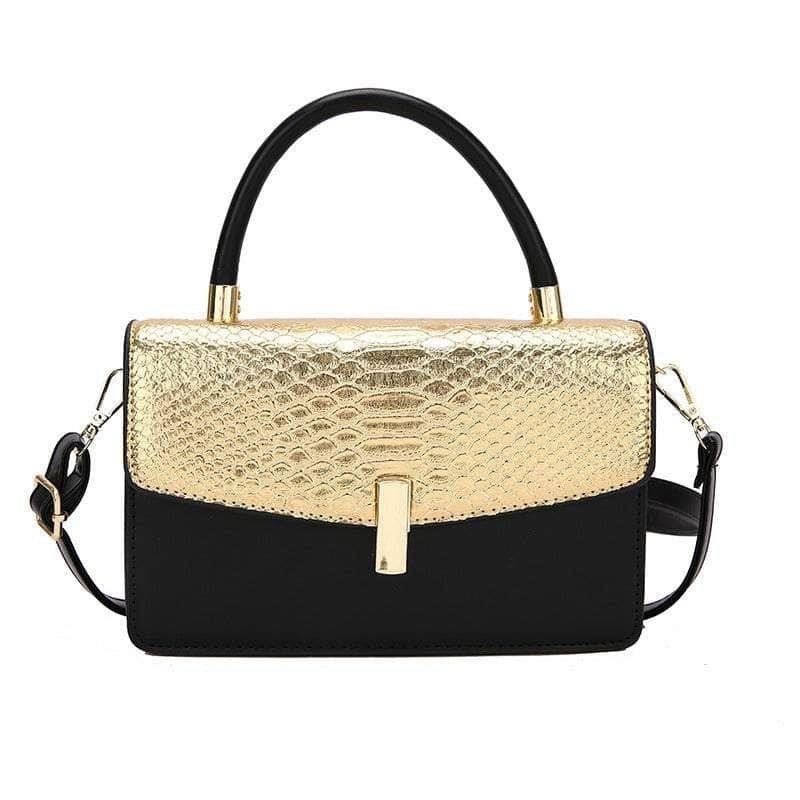 Elegant Snake Skin Handbag Gold