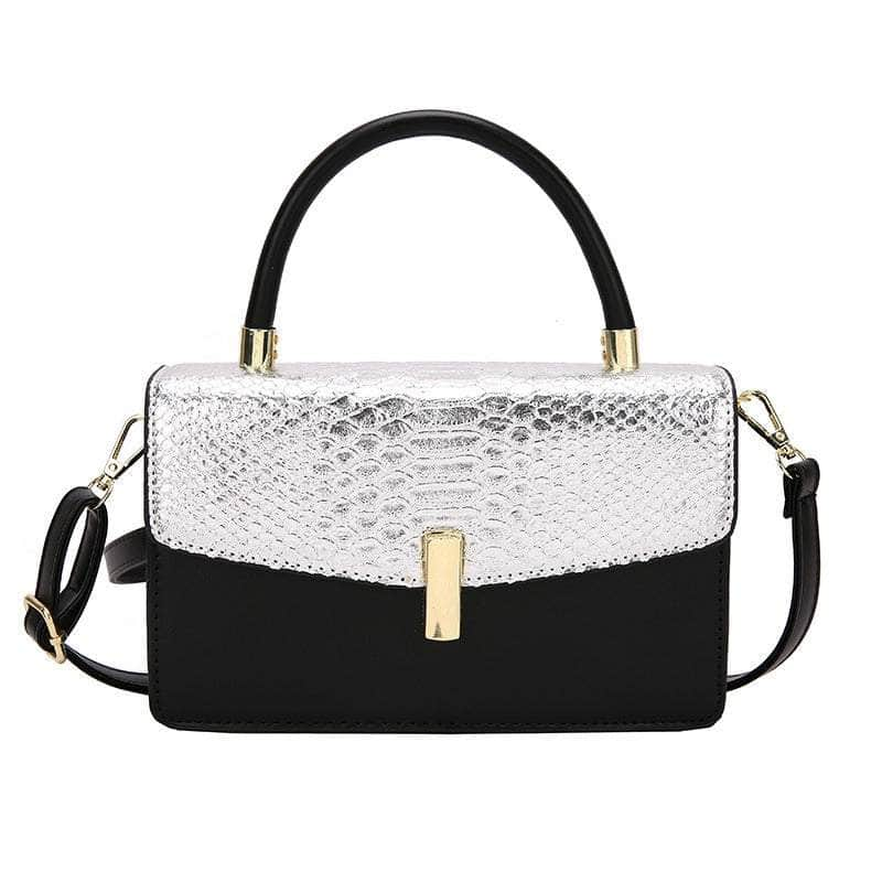 Elegant Snake Skin Handbag Silver