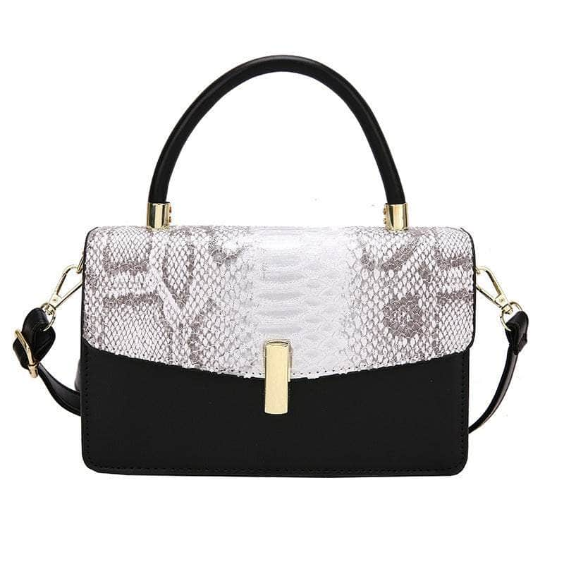 Elegant Snake Skin Handbag White