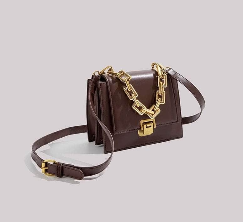 Elegant Square Crossbody Purse with Chain Strap Accent