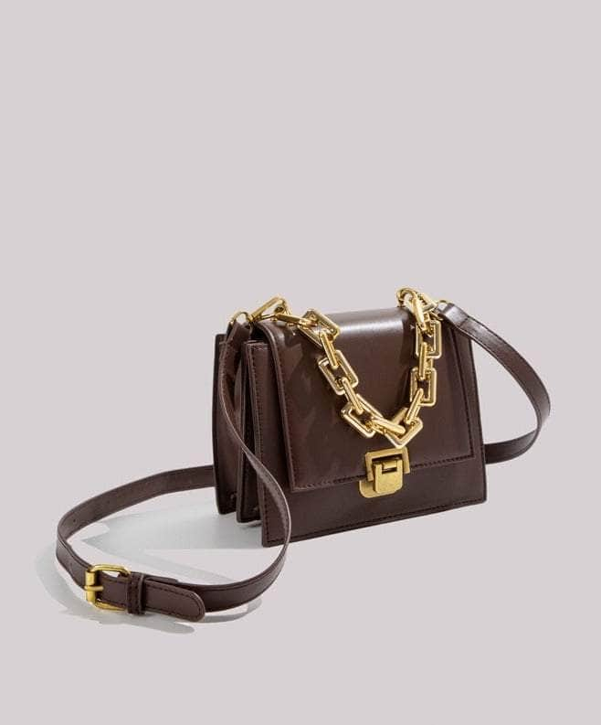 Elegant Square Crossbody Purse with Chain Strap Accent