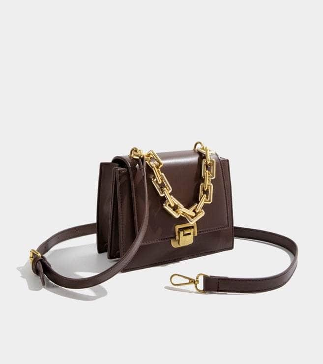 Elegant Square Crossbody Purse with Chain Strap Accent