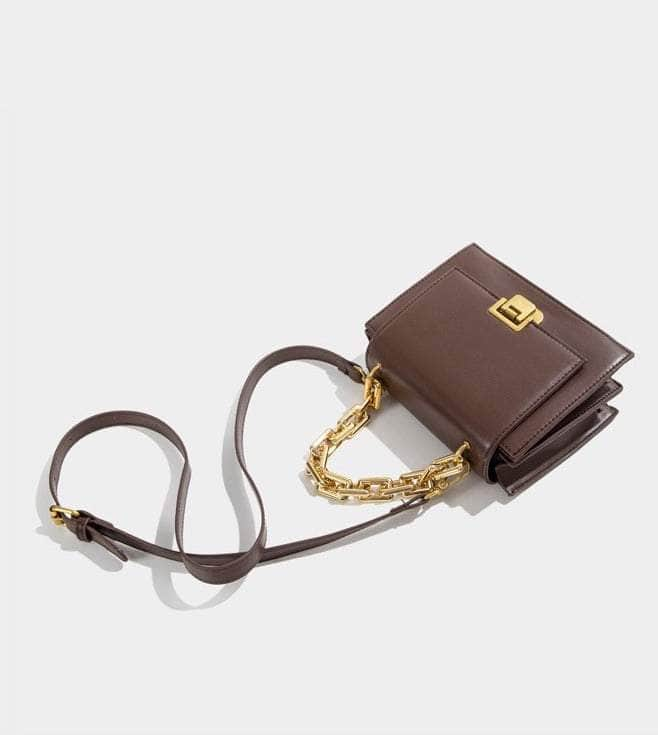 Elegant Square Crossbody Purse with Chain Strap Accent