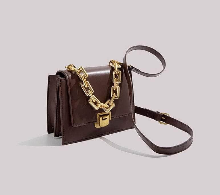 Elegant Square Crossbody Purse with Chain Strap Accent