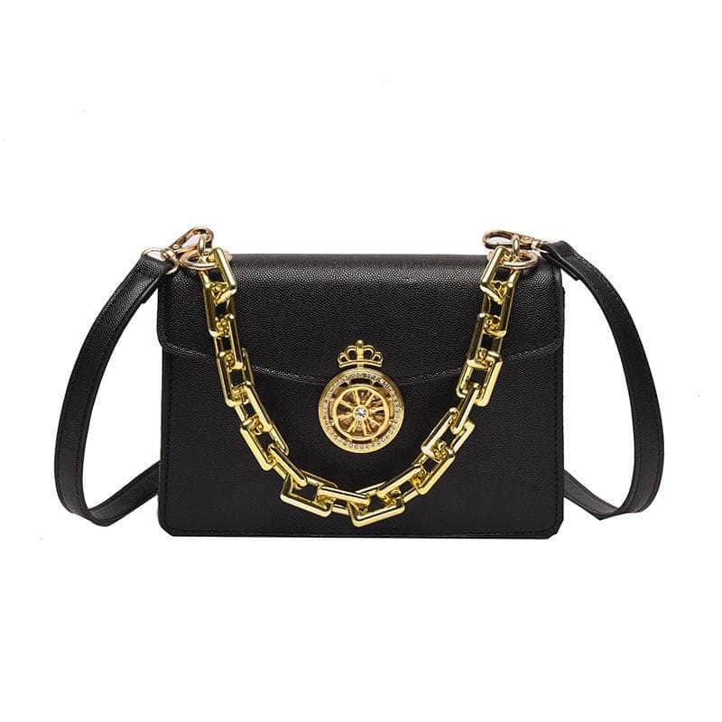 Elegant Square Mini Shoulder Bag with Chain Strap Black