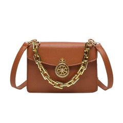 Elegant Square Mini Shoulder Bag with Chain Strap Brown