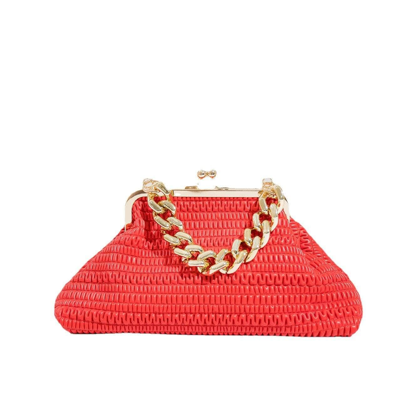 Elegant Straw Hat Bag with Gold Chain Accent