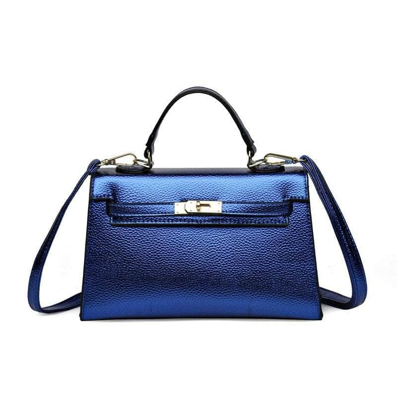 Elegant Vegan Leather Crossbody Shoulder Handbag Blue