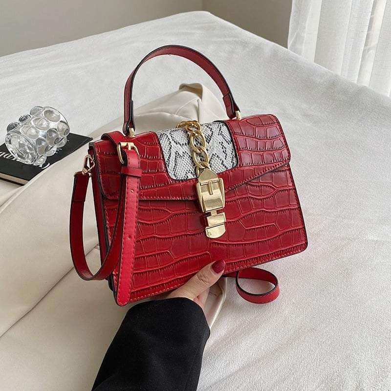 Elegant Vegan Leather Shoulder Handbag Red