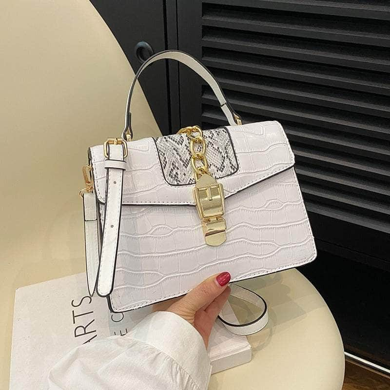 Elegant Vegan Leather Shoulder Handbag White