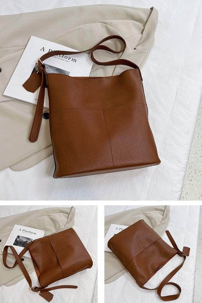 Elegant Women's Bucket Bag in Vegan Leather