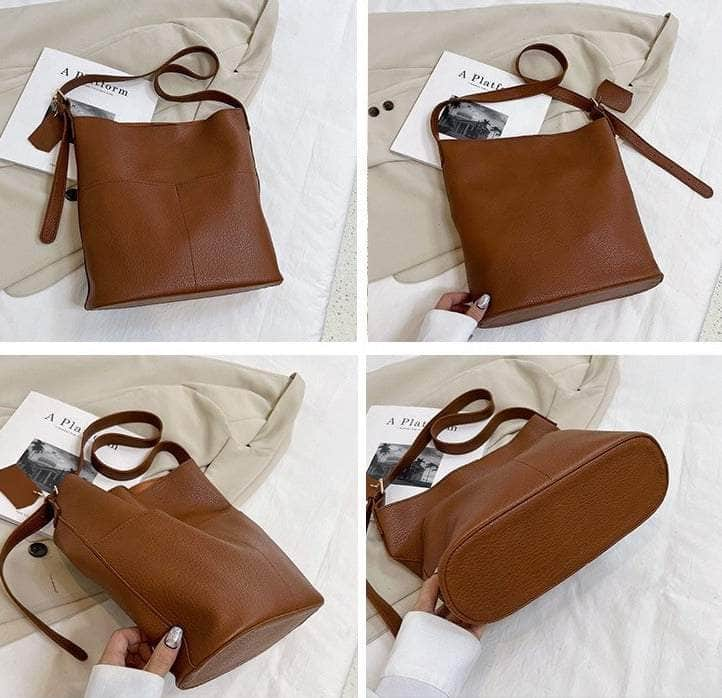 Elegant Women's Bucket Bag in Vegan Leather