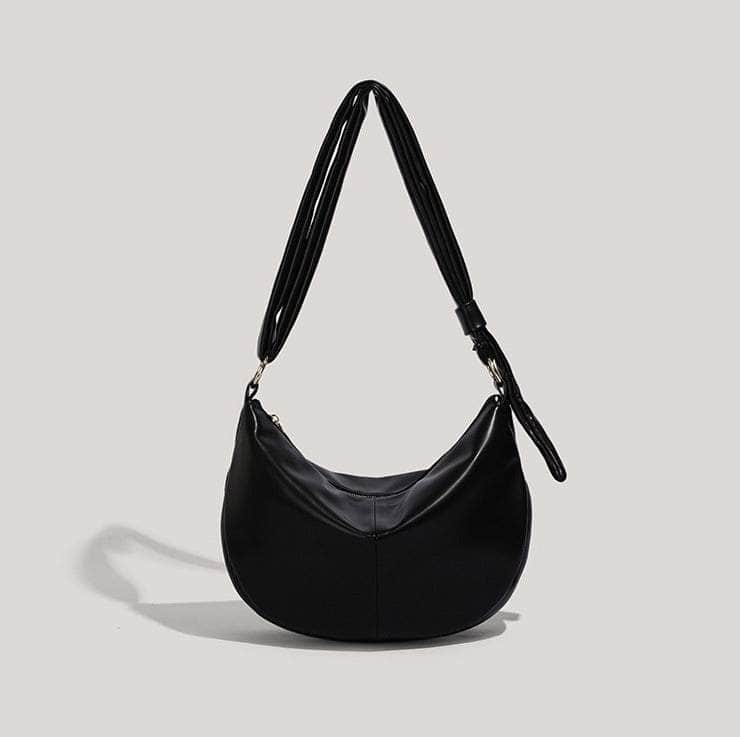 Elevated Arm-Friendly Leather Shoulder Bag Black